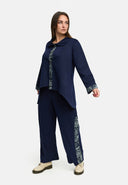 'Delina' Pants Denim – navy, flowing & with print detail